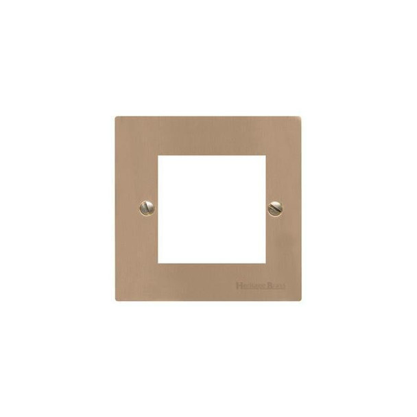 Elite Flat Plate Range 2 Module Euro Plate in Antique Brass  - Black Trim