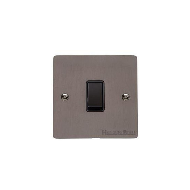 Elite Flat Plate Range 1 Gang Rocker Switch (10 Amp) in Matt Bronze  - Black Trim