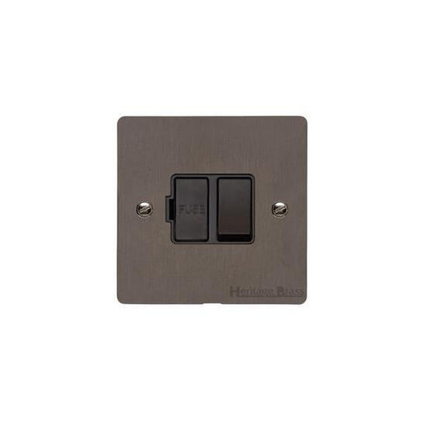 Elite Flat Plate Range Switched Spur (13 Amp) in Matt Bronze  - Black Trim