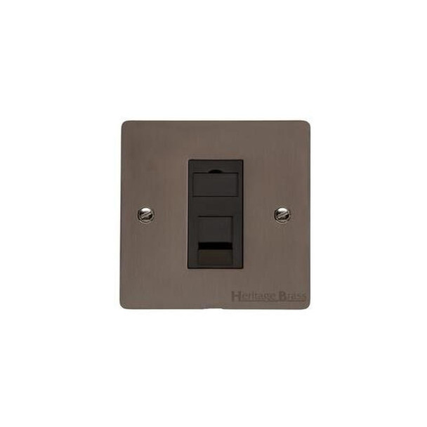 Elite Flat Plate Range 1 Gang RJ11 in Matt Bronze  - Black Trim