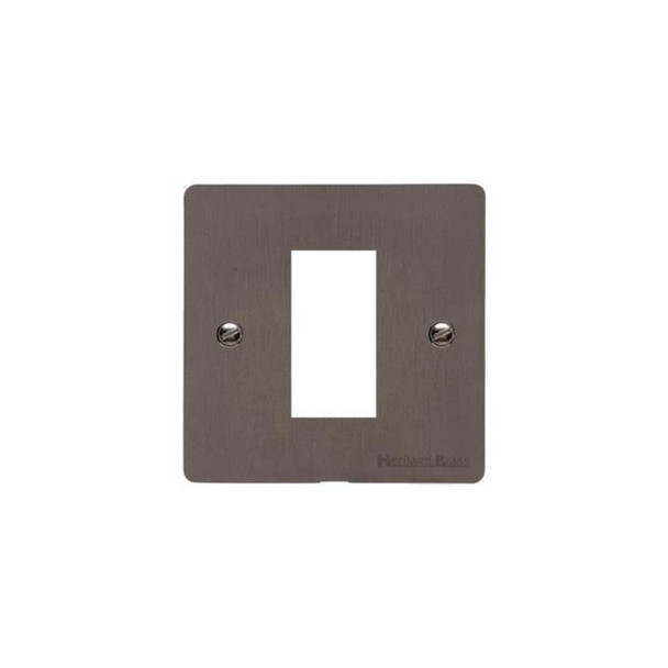 Elite Flat Plate Range 1 Module Euro Plate in Matt Bronze  - Black Trim