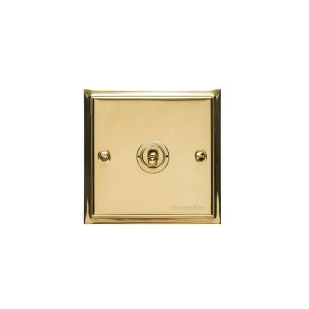 Elite Stepped Plate Range 1 Gang Toggle Switch in Polished Brass  - Trimless