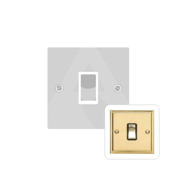 Elite Stepped Plate Range 1 Gang Rocker Switch (10 Amp) in Polished Brass  - White Trim