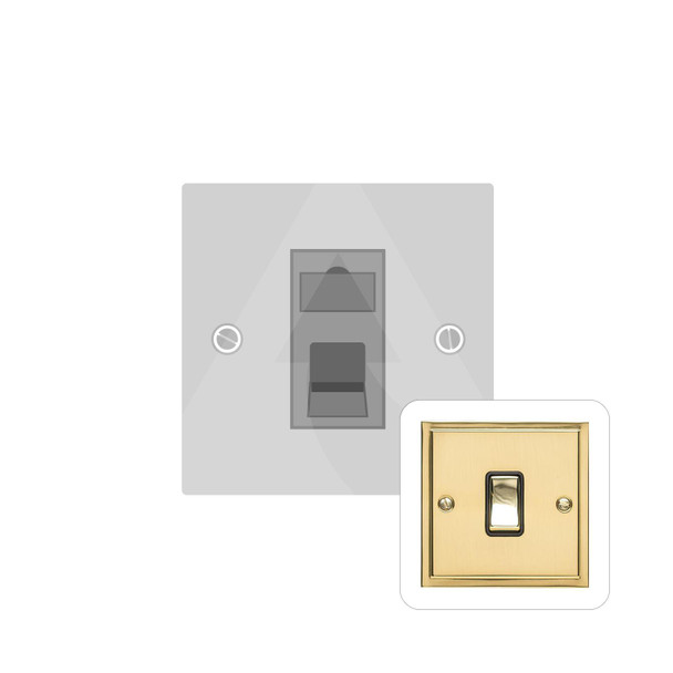 Elite Stepped Plate Range 1 Gang RJ11 in Polished Brass  - White Trim