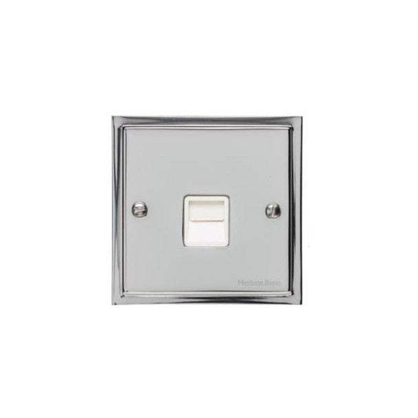 Elite Stepped Plate Range 1 Gang Master Line Socket in Polished Chrome  - White Trim