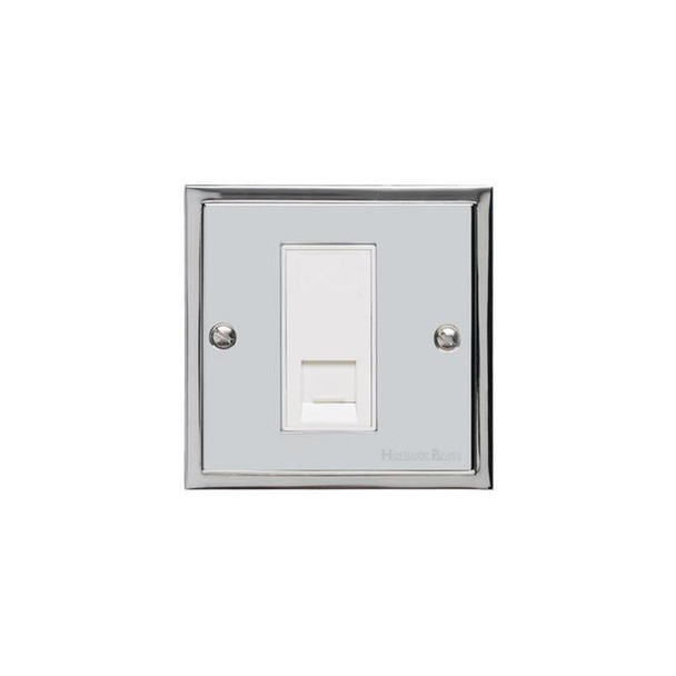 Elite Stepped Plate Range 1 Gang RJ11 in Polished Chrome  - White Trim