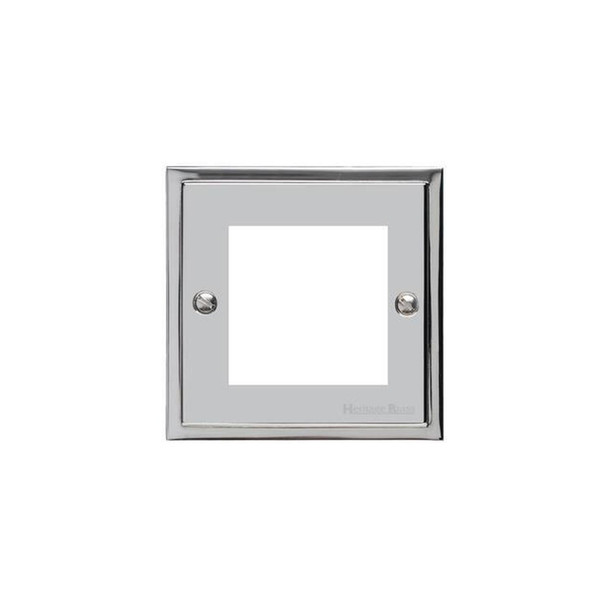 Elite Stepped Plate Range 2 Module Euro Plate in Polished Chrome  - White Trim