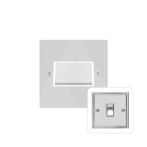 Elite Stepped Plate Range 6A Triple Pole Fan Isolator Switch in Polished Chrome  - White Trim