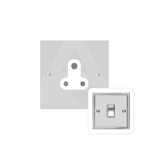 Elite Stepped Plate Range 5 Amp 3 Round Pin Socket in Polished Chrome  - White Trim