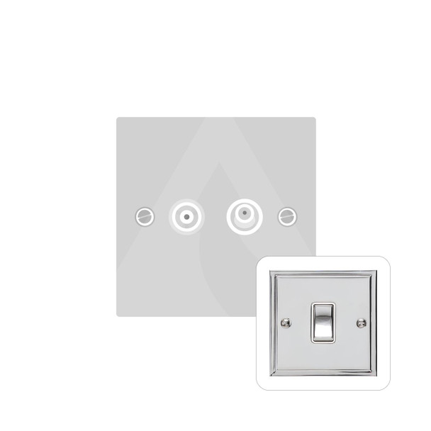 Elite Stepped Plate Range TV/Satellite Socket in Polished Chrome  - White Trim