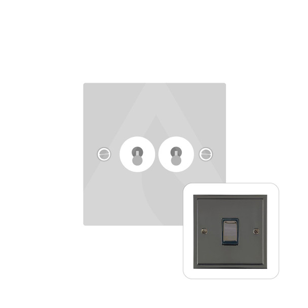 Elite Stepped Plate Range 2 Gang Toggle Switch in Polished Black Nickel  - Trimless