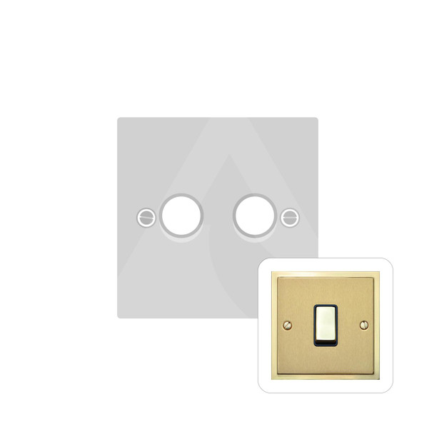 Elite Stepped Plate Range 2 Gang Dimmer (400 watts) in Satin Brass  - Trimless