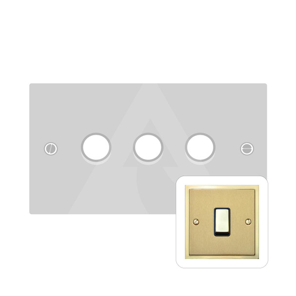 Elite Stepped Plate Range 3 Gang Dimmer (400 watts) in Satin Brass  - Trimless