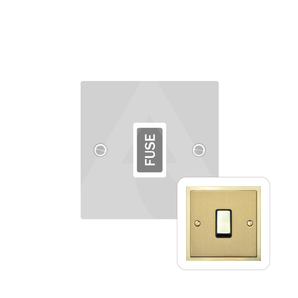 Elite Stepped Plate Range Unswitched Spur (13 Amp) in Satin Brass  - Black Trim