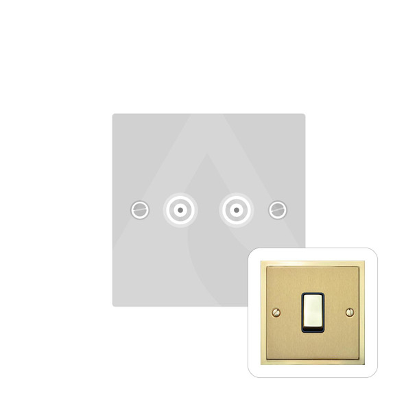 Elite Stepped Plate Range 2 Gang TV Coaxial Socket in Satin Brass  - White Trim