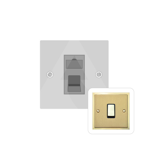 Elite Stepped Plate Range 1 Gang RJ11 in Satin Brass  - White Trim