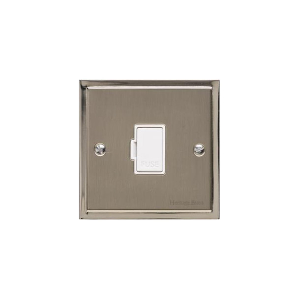 Elite Stepped Plate Range Unswitched Spur (13 Amp) in Satin Nickel  - White Trim