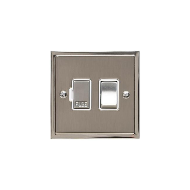 Elite Stepped Plate Range Switched Spur (13 Amp) in Satin Nickel  - White Trim
