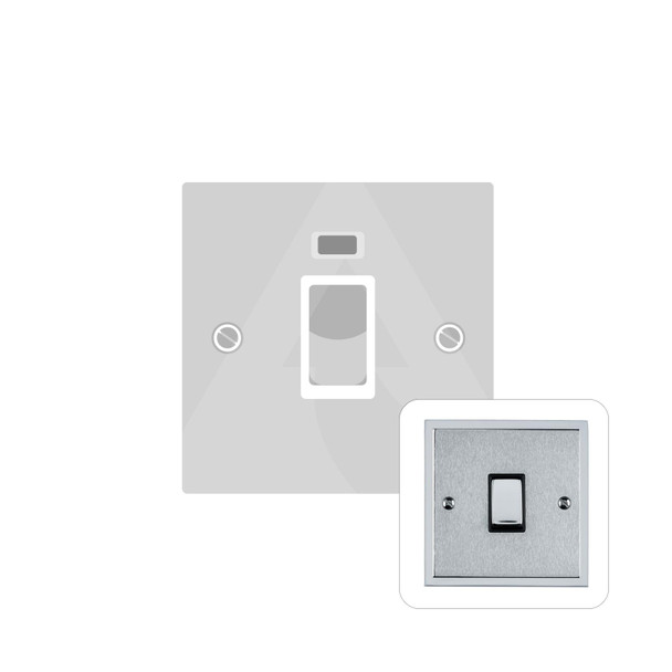 Elite Stepped Plate Range 45A DP Cooker Switch with Neon (single plate) in Satin Chrome  - White Trim