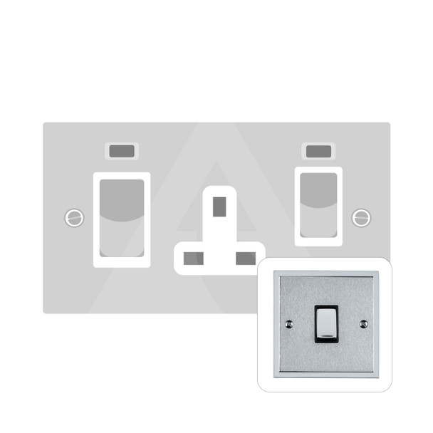 Elite Stepped Plate Range 45A Cooker Unit + 13A Socket in Satin Chrome  - White Trim