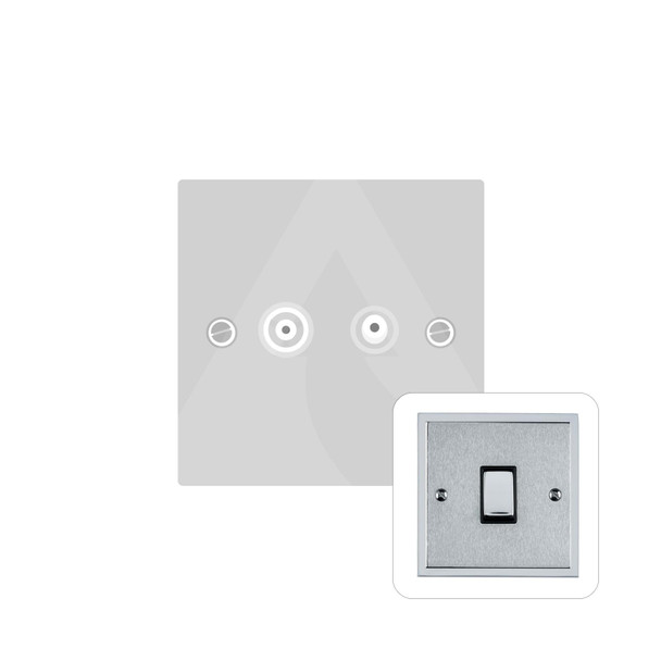 Elite Stepped Plate Range TV/FM Diplexed Socket in Satin Chrome  - White Trim
