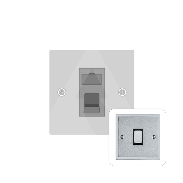 Elite Stepped Plate Range 1 Gang RJ11 in Satin Chrome  - White Trim