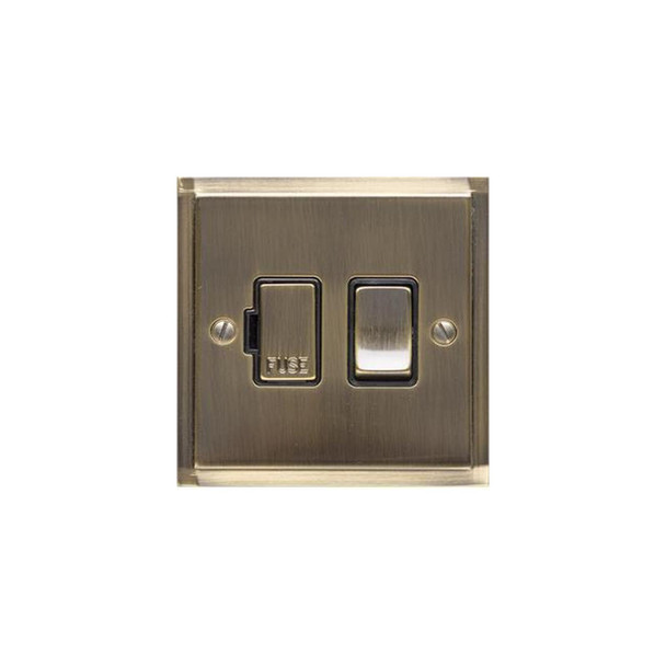 Elite Stepped Plate Range Switched Spur (13 Amp) in Antique Brass  - Black Trim