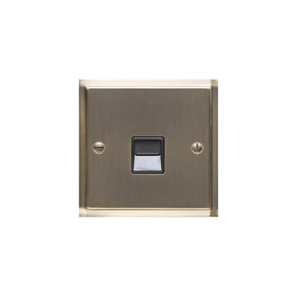 Elite Stepped Plate Range 1 Gang Secondary Line Socket in Antique Brass  - Black Trim