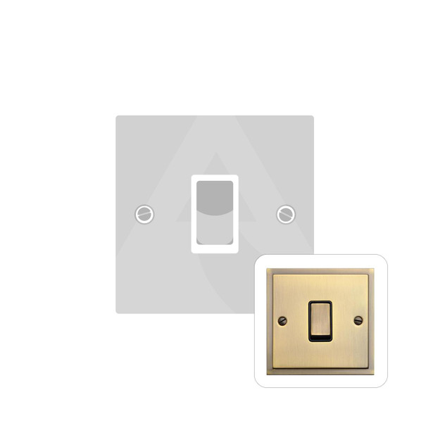 Elite Stepped Plate Range 1 Gang Intermediate Rocker Switch (10 Amp) in Antique Brass  - Black Trim