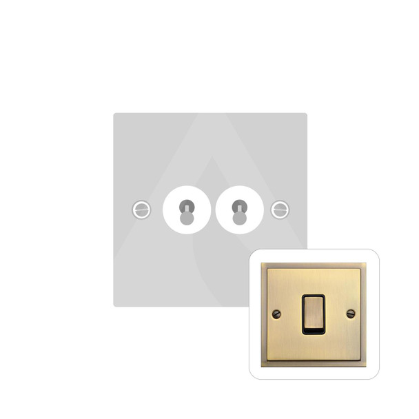 Elite Stepped Plate Range 2 Gang Toggle Switch in Antique Brass  - Trimless