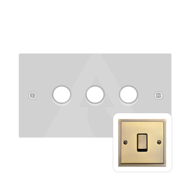 Elite Stepped Plate Range 3 Gang Dimmer (400 watts) in Antique Brass  - Trimless