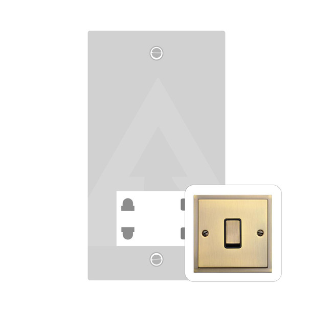 Elite Stepped Plate Range Shaver Socket Output Voltage 110/240V in Antique Brass  - Black Trim