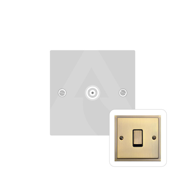 Elite Stepped Plate Range 1 Gang Isolated TV Coaxial Socket in Antique Brass  - Black Trim