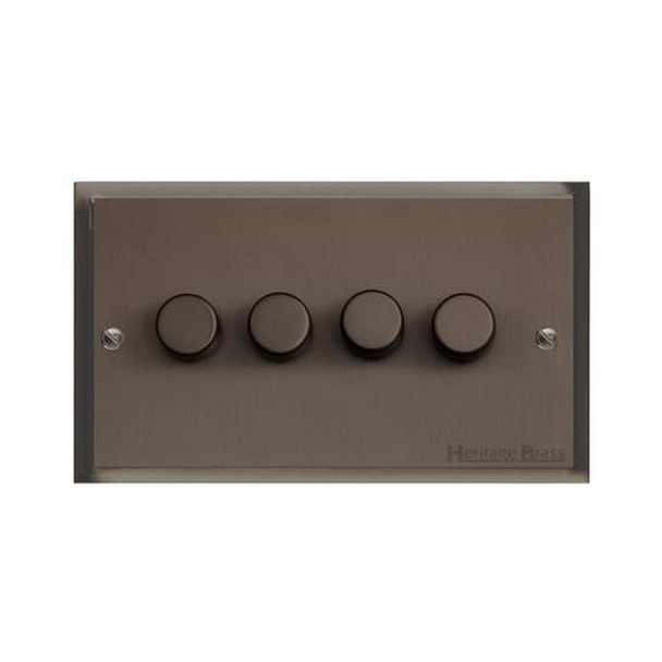 Elite Stepped Plate Range 4 Gang LED Dimmer in Matt Bronze  - Trimless