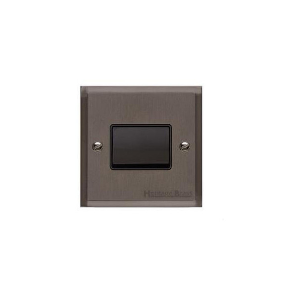 Elite Stepped Plate Range 6A Triple Pole Fan Isolator Switch in Matt Bronze  - Black Trim