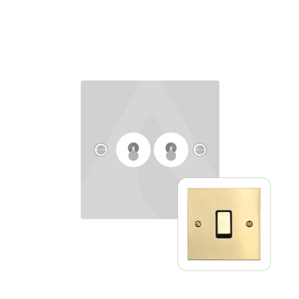 Bauhaus Range 2 Gang Toggle Switch in Polished Brass  - Trimless