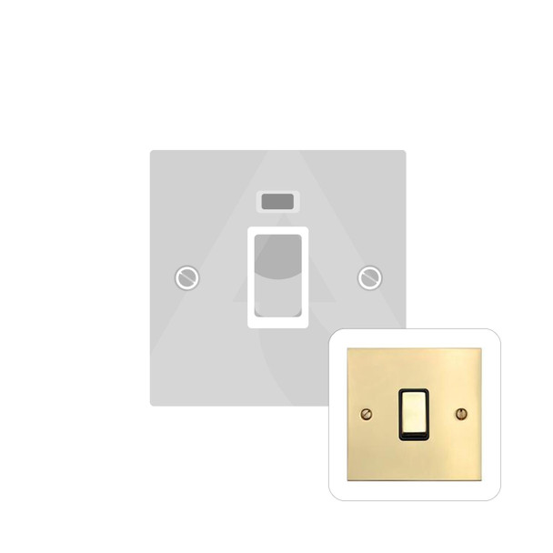 Bauhaus Range 45A DP Cooker Switch with Neon (single plate) in Polished Brass  - White Trim