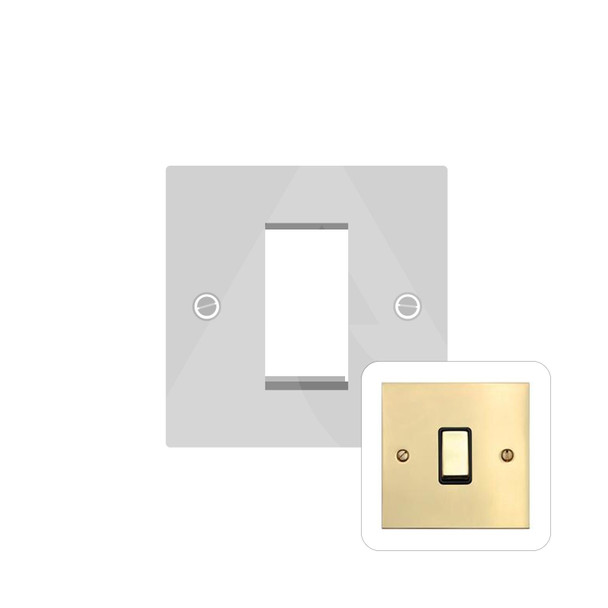 Bauhaus Range 1 Module Euro Plate in Polished Brass  - Black Trim