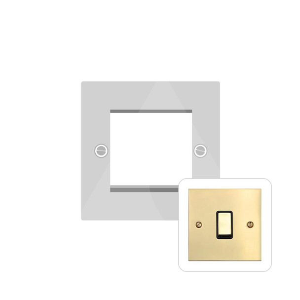 Bauhaus Range 2 Module Euro Plate in Polished Brass  - Black Trim