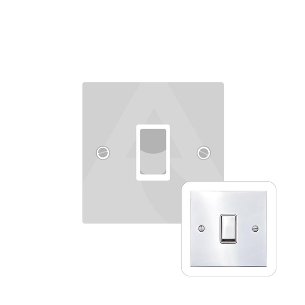 Bauhaus Range 1 Gang Rocker Switch (10 Amp) in Polished Chrome  - White Trim