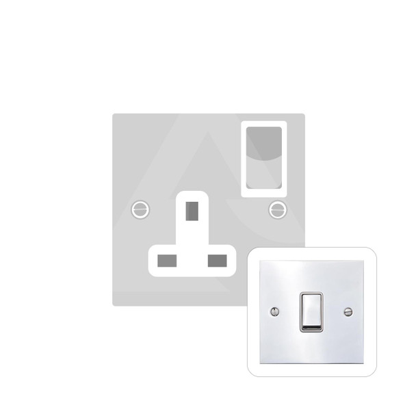 Bauhaus Range Single Socket (13 Amp) in Polished Chrome  - White Trim