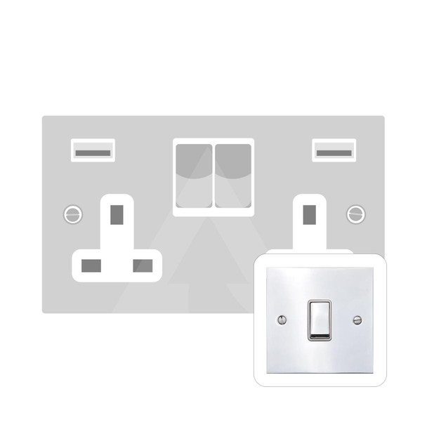 Bauhaus Range Double USB Socket (13 Amp) in Polished Chrome  - Black Trim