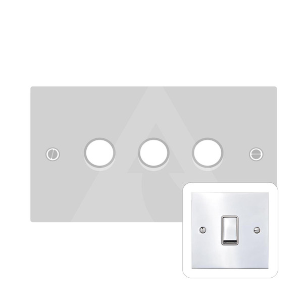 Bauhaus Range 3 Gang Dimmer (400 watts) in Polished Chrome  - Trimless