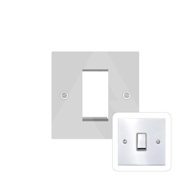 Bauhaus Range 1 Module Euro Plate in Polished Chrome  - White Trim