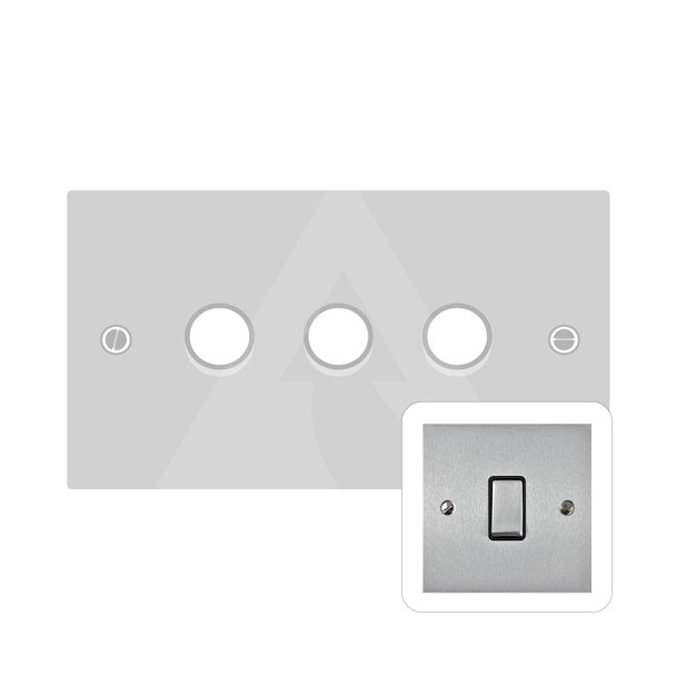 Bauhaus Range 3 Gang Dimmer (400 watts) in Satin Chrome  - Trimless