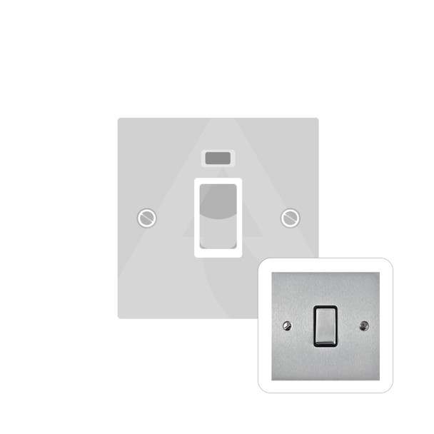 Bauhaus Range 45A DP Cooker Switch with Neon (single plate) in Satin Chrome  - Black Trim