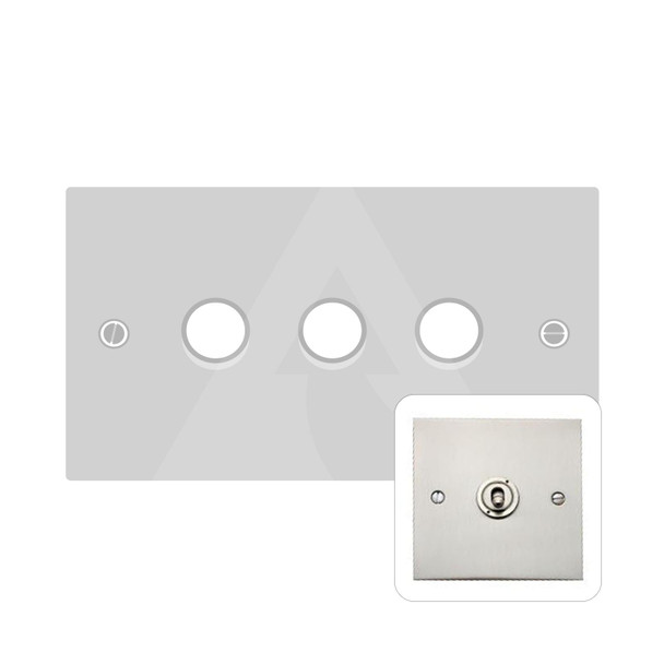 Bauhaus Range 3 Gang Dimmer (400 watts) in Satin Nickel  - Trimless