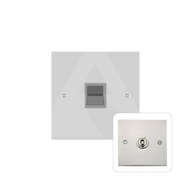 Bauhaus Range 1 Gang Master Line Socket in Satin Nickel  - White Trim