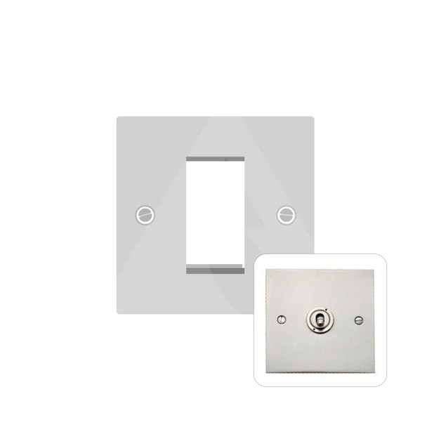 Bauhaus Range 1 Module Euro Plate in Satin Nickel  - White Trim