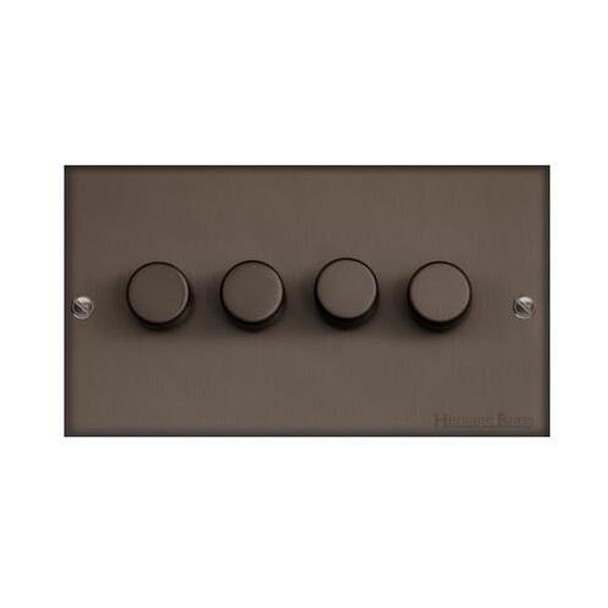 Bauhaus Range 4 Gang LED Dimmer in Matt Bronze  - Trimless
